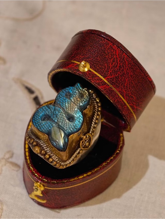 Jewelry - Natural Labradorite Snake Ring – Hand-Carved, Presale, Nepal